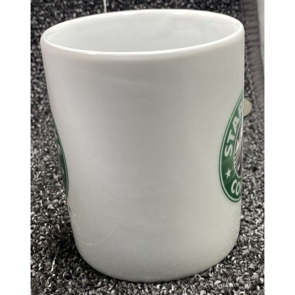STARBUCKS Coffee Mug Double Sided Mermaid Logo Green White Black 10oz Tea Cup - Picture 3 of 8
